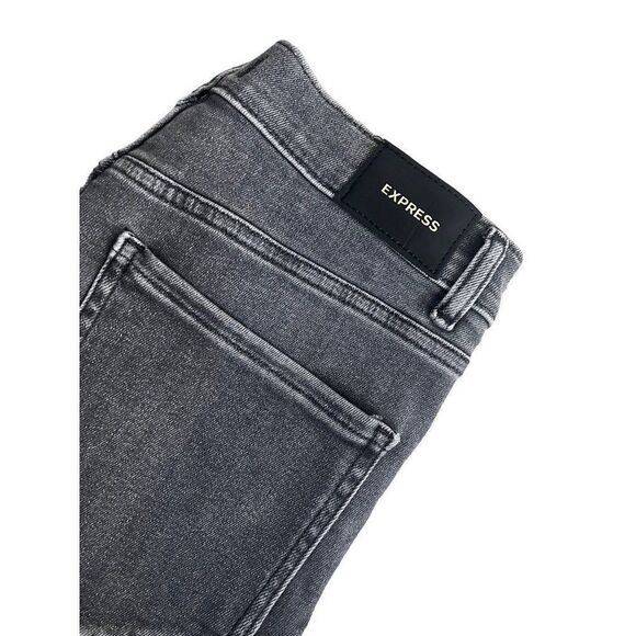 Express High Waisted Gray Side Slit Raw Released Hem Flare stretch Jeans size 10 - Picture 4 of 7